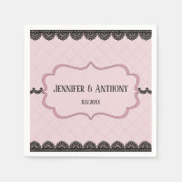 Black Lace on Soft Pink Custom Wedding