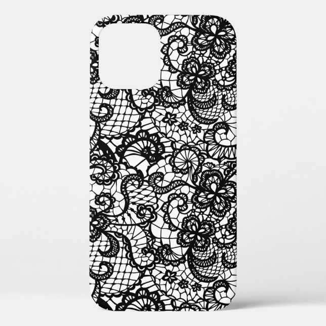 Black Lace On White Case-Mate iPhone Case (Back)