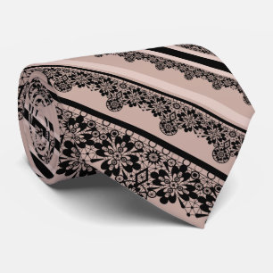 Black lace, openwork, brown background, beige, Bla Tie