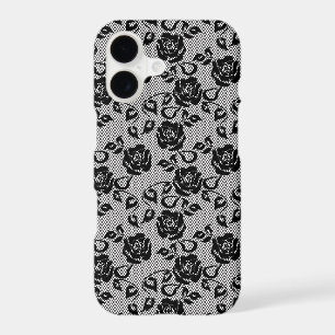 Black lace pattern on white background