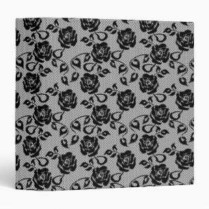 Black lace pattern on white background binder