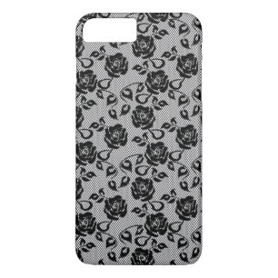 Black lace pattern on white background Case-Mate iPhone case