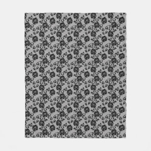 Black lace pattern on white background fleece blanket