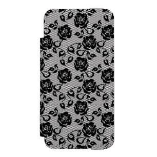 Black lace pattern on white background incipio watson™ iPhone 5 wallet case
