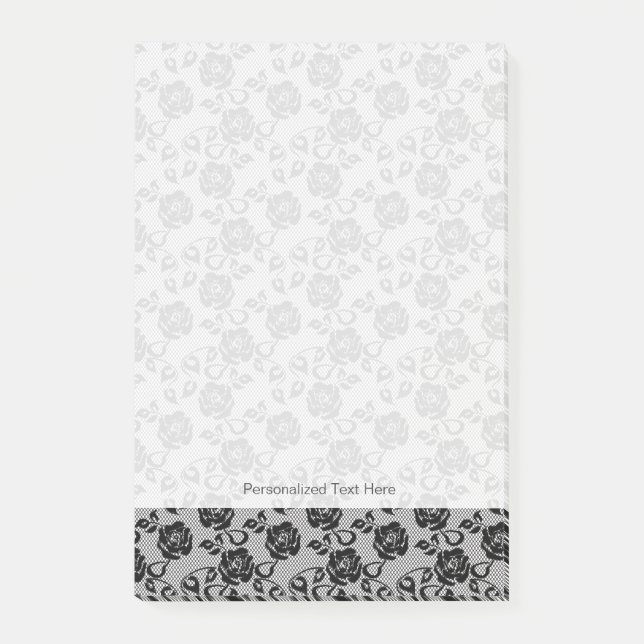 Black lace pattern on white background post-it notes (Front)