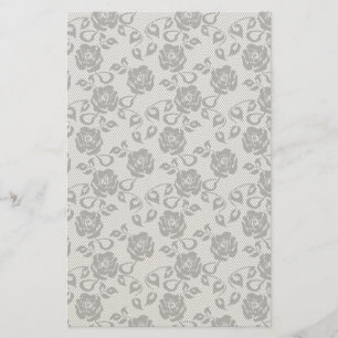 Black lace pattern on white background stationery