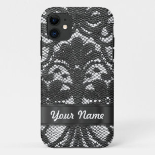 Black lace personalized iPhone 11 case