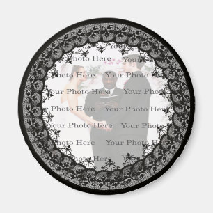 Black Lace Photo Round Magnet