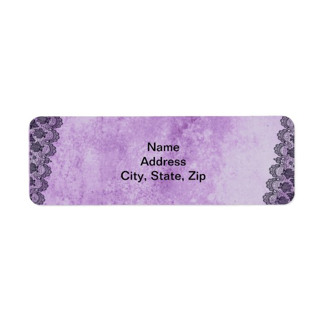 Black Lace Purple Gothic Wedding Address Labels (Front)