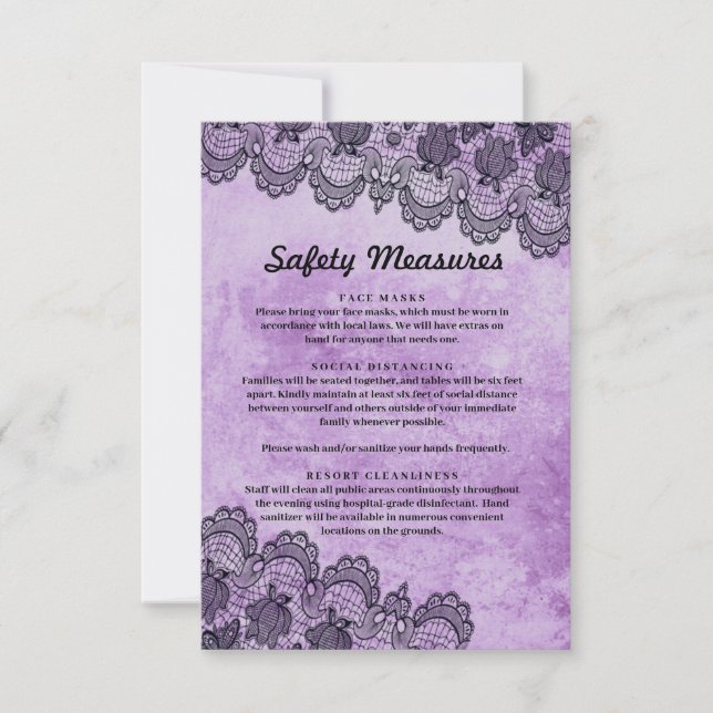 Black Lace Purple Gothic Wedding Safety Measures (Front)