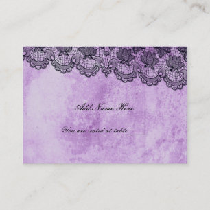 Black Lace Purple Gothic Wedding Table Place Card