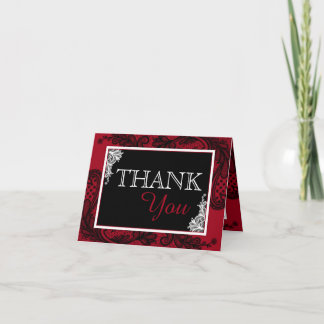 Black Lace Red Modern Goth Thank You