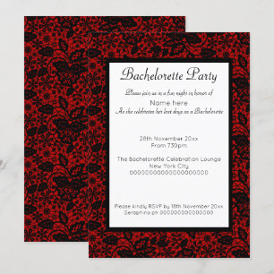 BLACK LACE ROUGE INVITATIONS VINTAGES BACHELORETTE