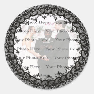 Black Lace Round Photo Stickers
