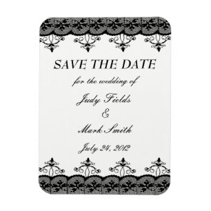 Black Lace Save The Date Magnet