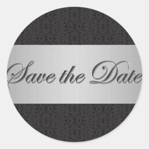 Black Lace & Silver Save the Date Sticker/Seal Classic Round Sticker