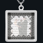 Black Lace Silver Square Photo Necklace<br><div class="desc">Personalize this pretty necklace to have as wedding favours at your wedding reception or to have one yourself as a remembrance of your special day. This necklace is also the perfect gift for the bride at her bridal shower. Personalize by adding your photo.</div>