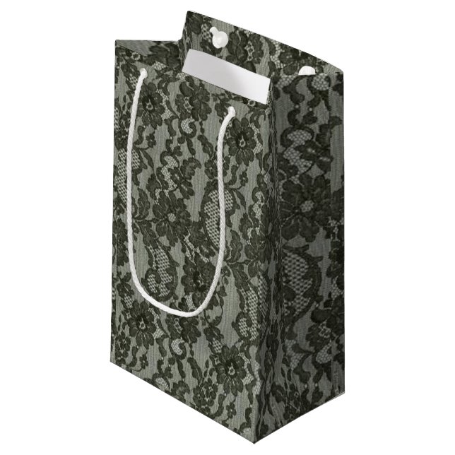 Black Lace Small Gift Bag (Front Angled)