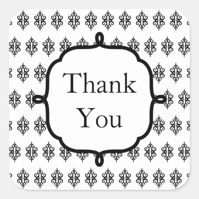 Black Lace Thank You Stickers (Front)