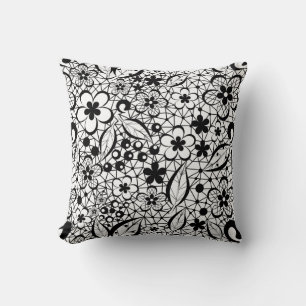 Black lace throw pillow