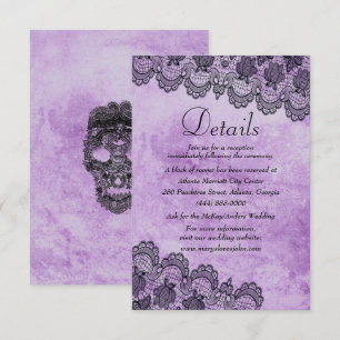 Black Lace violet gothique Mariage Détails Carte