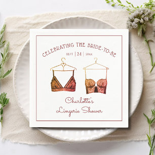 Black Lace Watercolor Lingerie Bridal Shower Napkin