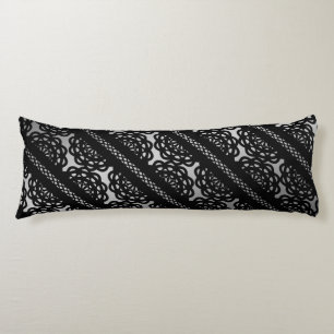 Black Lace With Grey and White Gradient Body Pillow