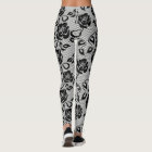 Black Lace with Roses on White Leggings