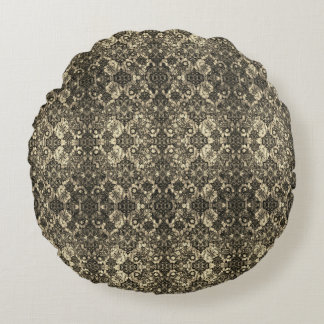 Black Lacework Artistry Round Pillow