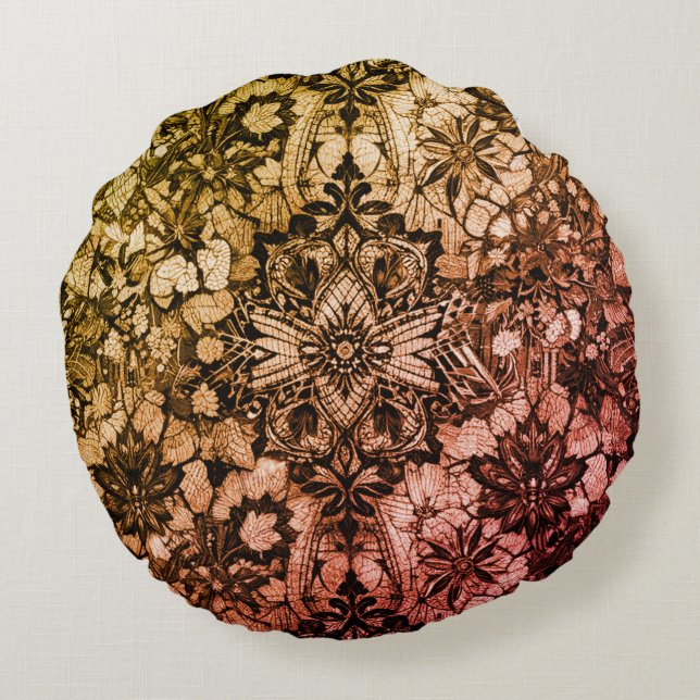 Black Lacework Artistry Round Pillow (Back)