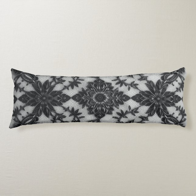 Black Lacework Chic Body Pillow (Front)