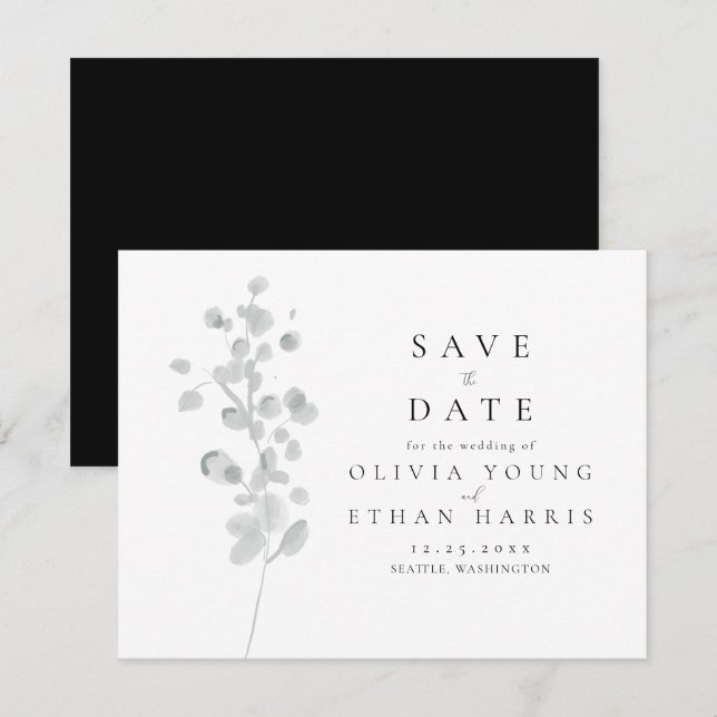 Black Lacquer Save the Date Card (Front/Back)