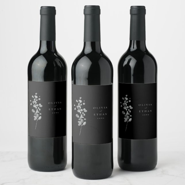 Black Lacquer Wine Label (Bottles)