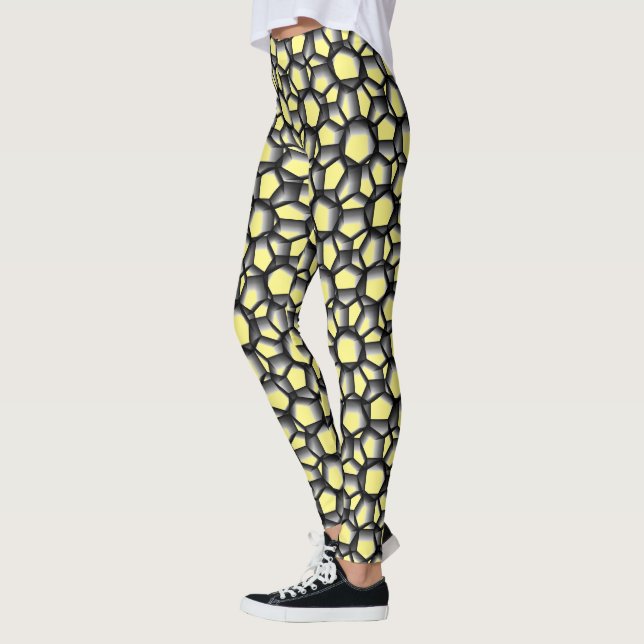 Black Lacy Geometric Art on Yellow Leggings (Left)