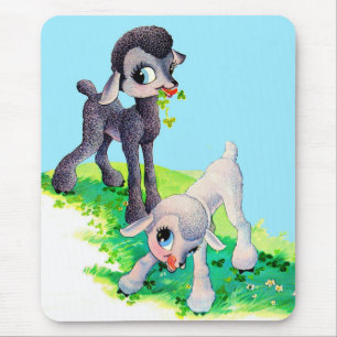 black lamb white lamb mouse pad