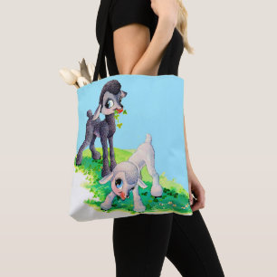 black lamb white lamb tote bag