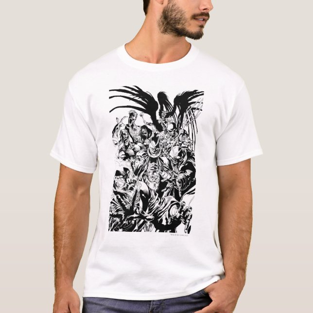 Black Lantern Corps - Black and White T-Shirt (Front)