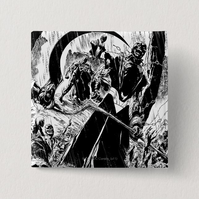 Black Lantern Corps Panel - Black and White 2 Inch Square Button (Front)