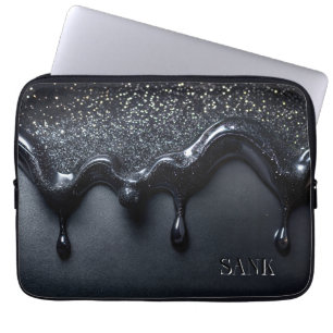 Black laptop bag with sequins sank