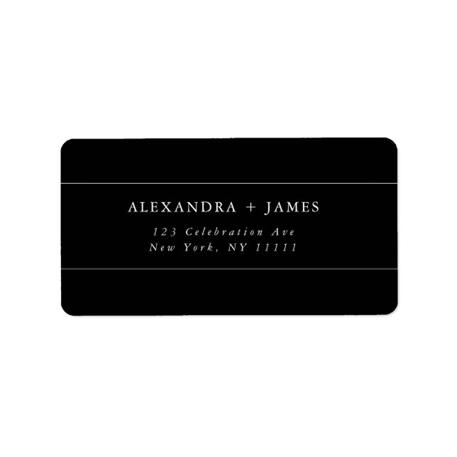 Black Large Modern Return Address Label (Front)