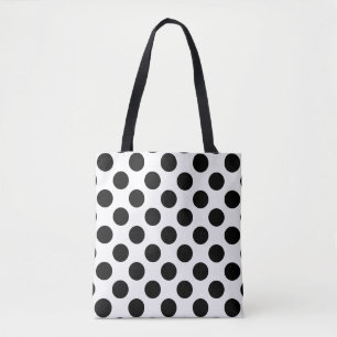 Black Large Polka Dots Pattern Tote Bag