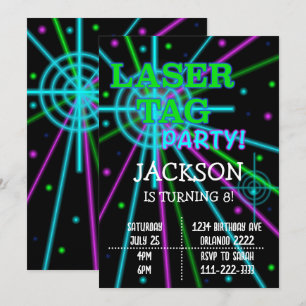 Black Laser Tag Birthday Invitation