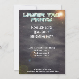 Black Laser Tag Party Invite