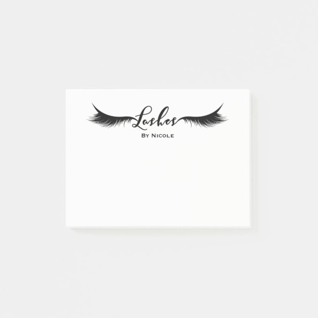 Black Lashes Eyelashes Modern Glam Personalized Post-it Notes (Front)
