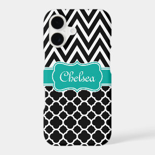 Black Lattice / Chevron Patterns Teal Name
