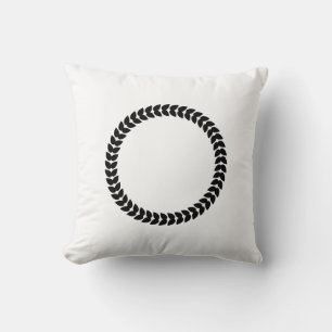 Black Laurel leaves wreath Throw Pillow