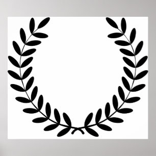 Black Laurel Wreath Greek Olive Branch Poster