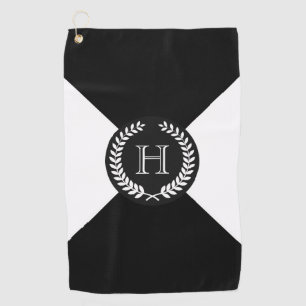 Black Laurel Wreath Monogram Golf Towel