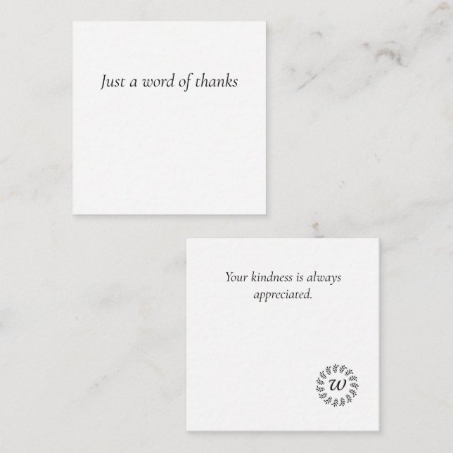 Black laurel wreath monogrammed card (Front/Back)