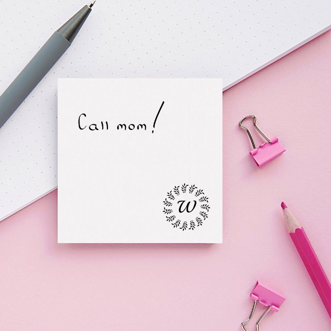 Black laurel wreath monogrammed post-it notes (Creator Uploaded)